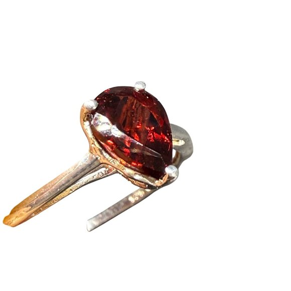New STS 925 Sterling Silver Red Garnet Ring Size 10 - Picture 4 of 5